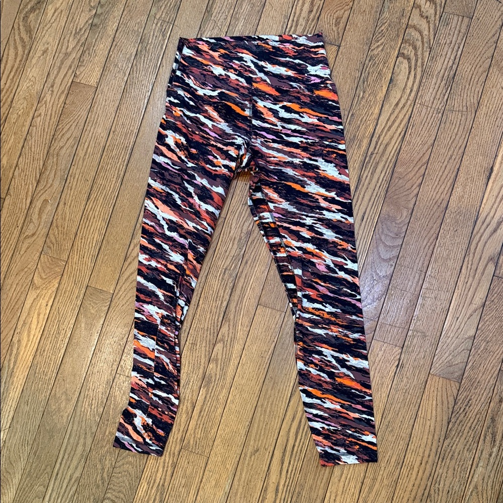 lululemon athletica Orange, Black & White Abstract Stripe Leggings